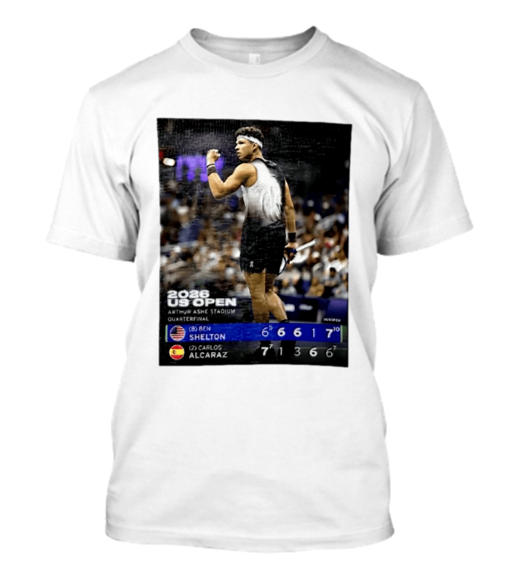 2026 US Open Arthur Ashe Stadium Quarterfinal Ben Shelton Vs Carlos Alcaraz T-Shirt