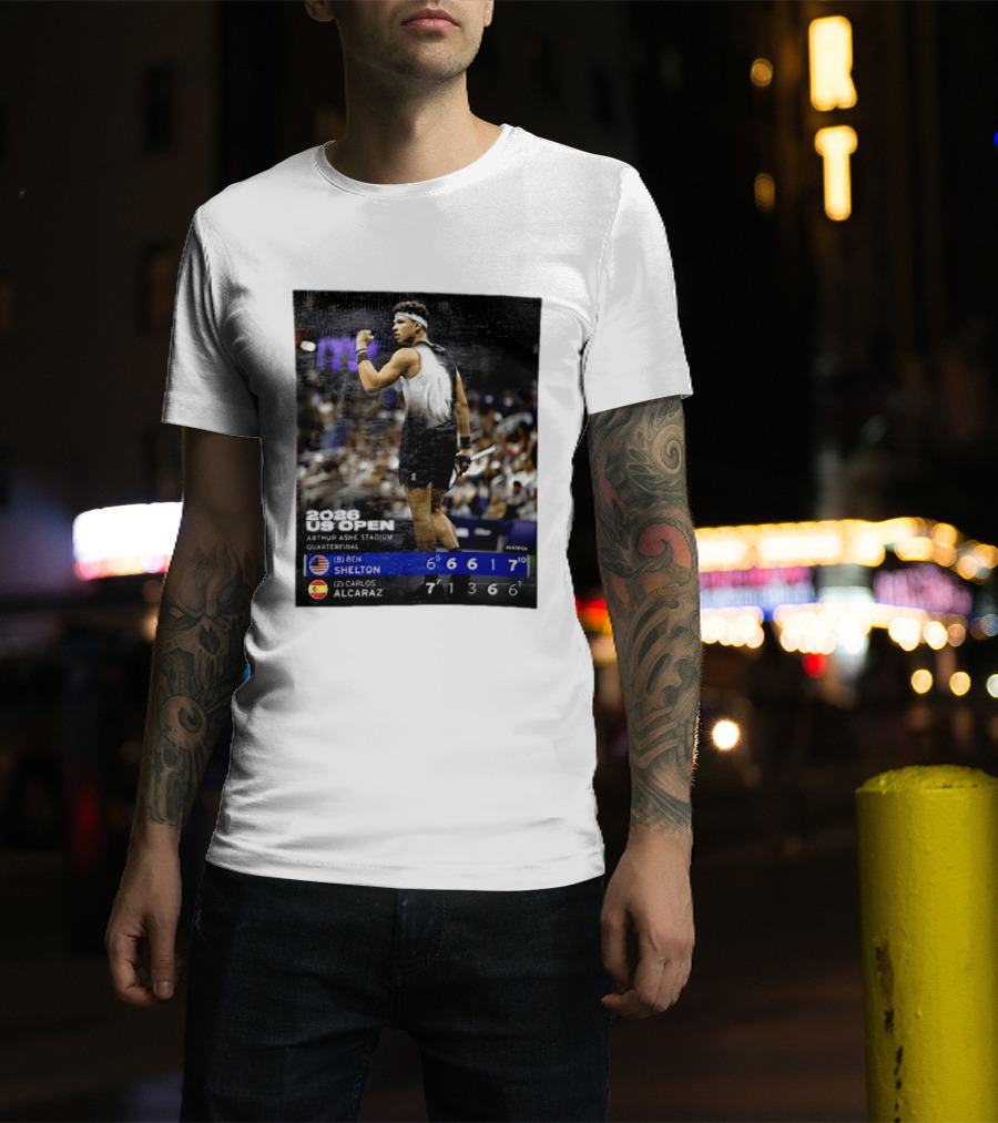 2026 US Open Arthur Ashe Stadium Quarterfinal Ben Shelton Vs Carlos Alcaraz T-Shirt