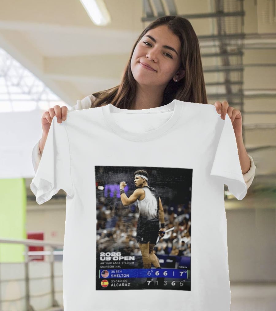 2026 US Open Arthur Ashe Stadium Quarterfinal Ben Shelton Vs Carlos Alcaraz T-Shirt