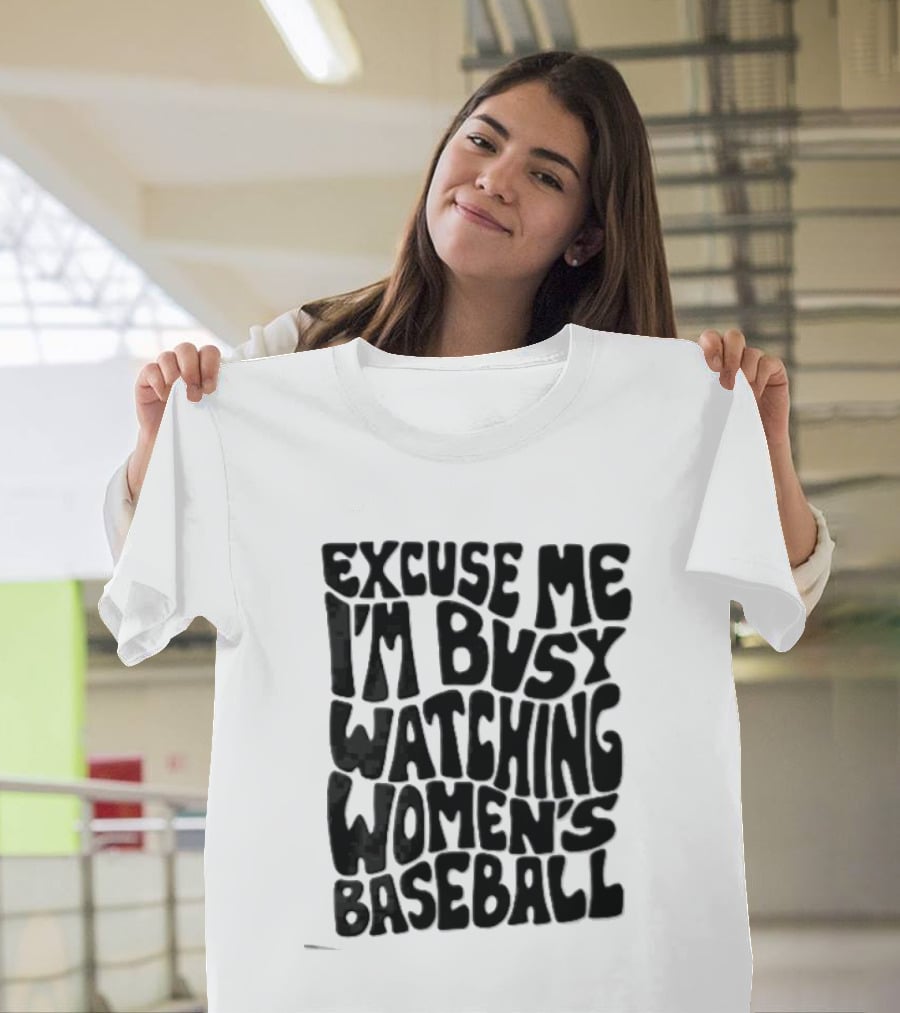 Excuse Me I'm Busy Ing Women's Baseball Doodlebymeg Groovy Wavy T-Shirt