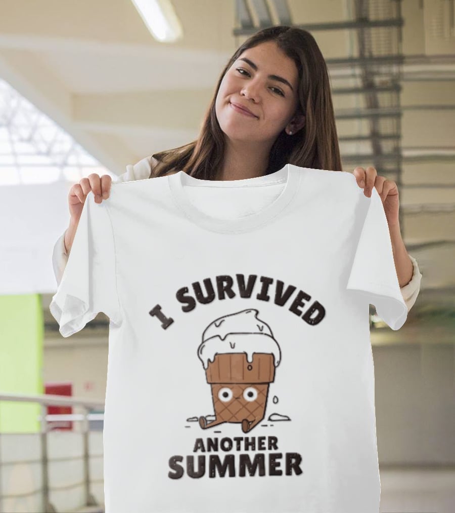 I Survived Another Summer Melting Ice Cream Cone Sitting T-Shirt