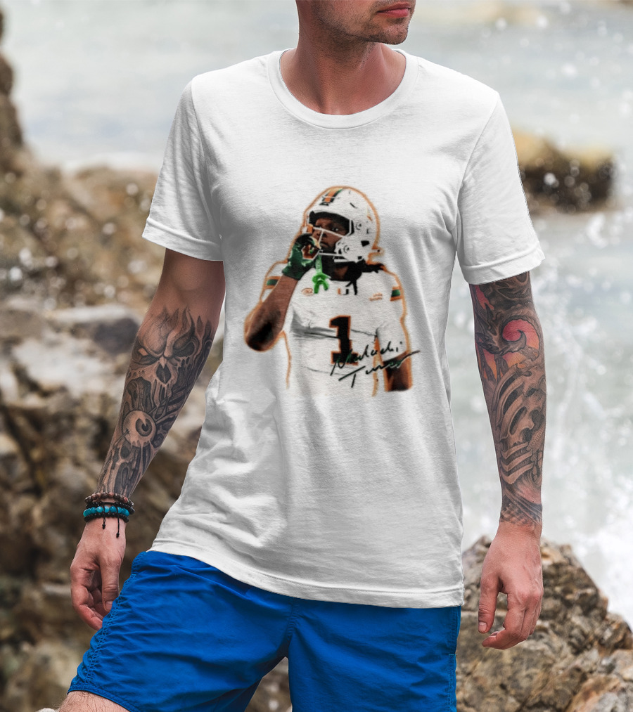 Miami Hurricanes Malachi Toney Player Photo Orange Glow NCAA Acc T-Shirt