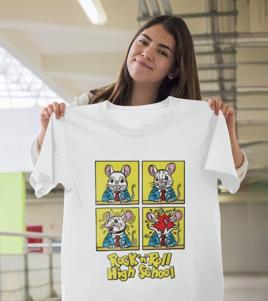 Rock N Roll High School Comic Mouse Head Explosion Cartoon Panels T-Shirt