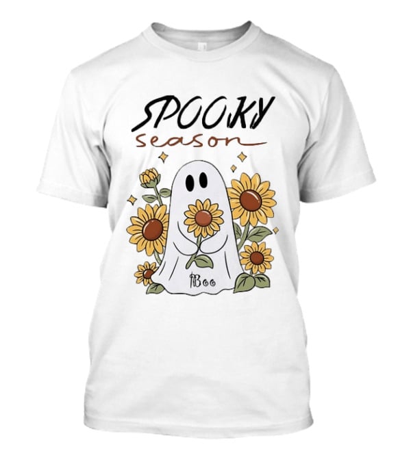 Spooky Season Ghost With Sunflowers Halloween Sunflower Ghost T-Shirt