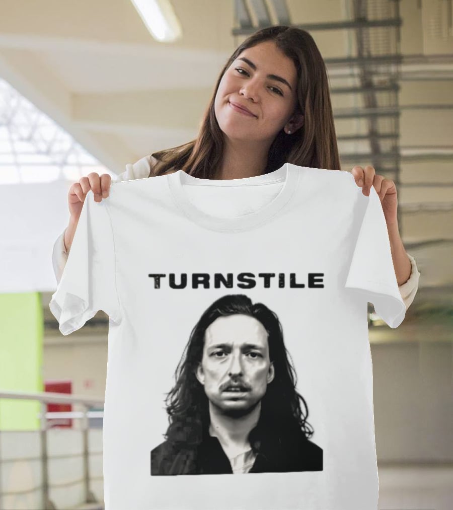 Turnstile Distressed Font Black And White T-Shirt