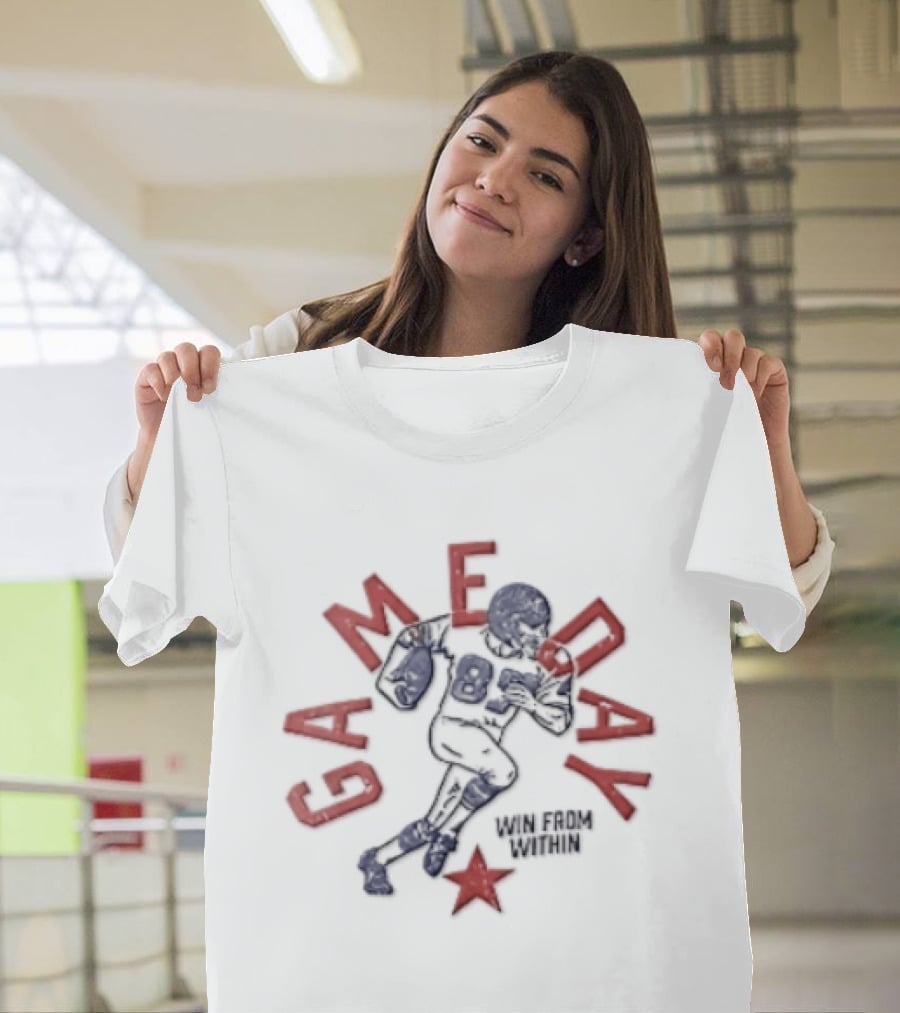 Win From Within Distressed Football Player Red Star T-Shirt