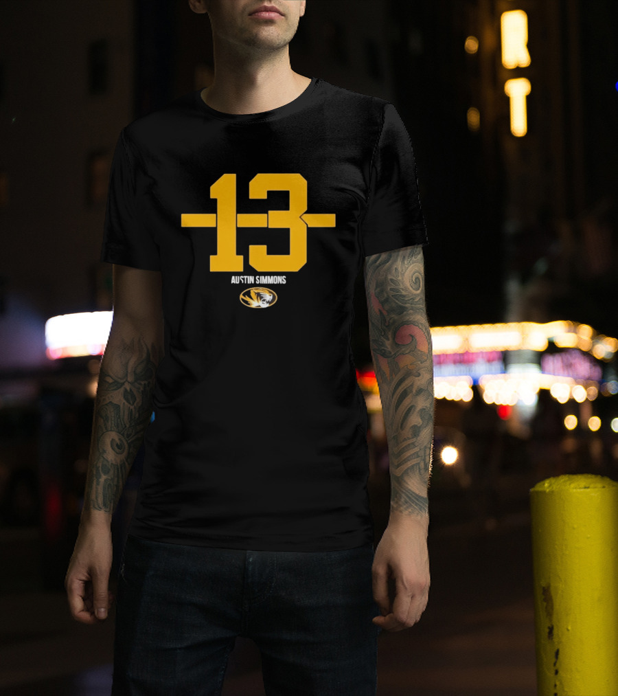 Austin Simmons 13 Missouri Tigers Number T-Shirt