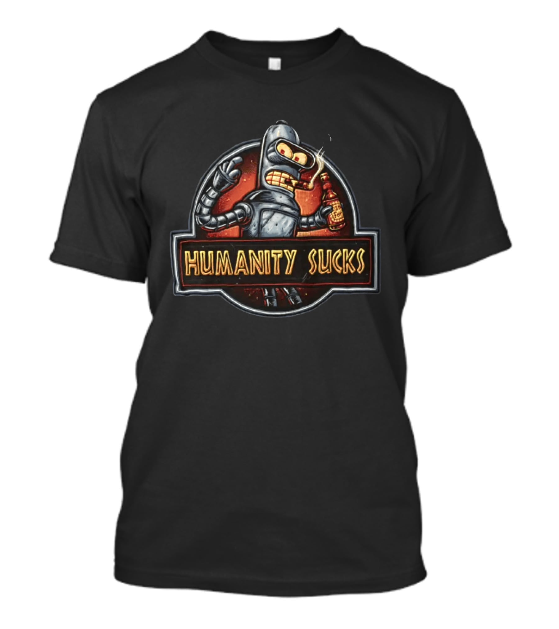 Bender Humanity Sucks Futurama Robot Beer T-Shirt