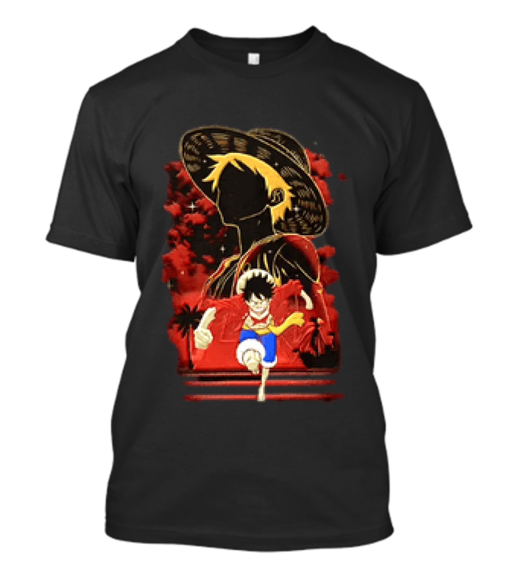 Monkey D Luffy Adventure Icon One Piece Anime Running Figure T-Shirt