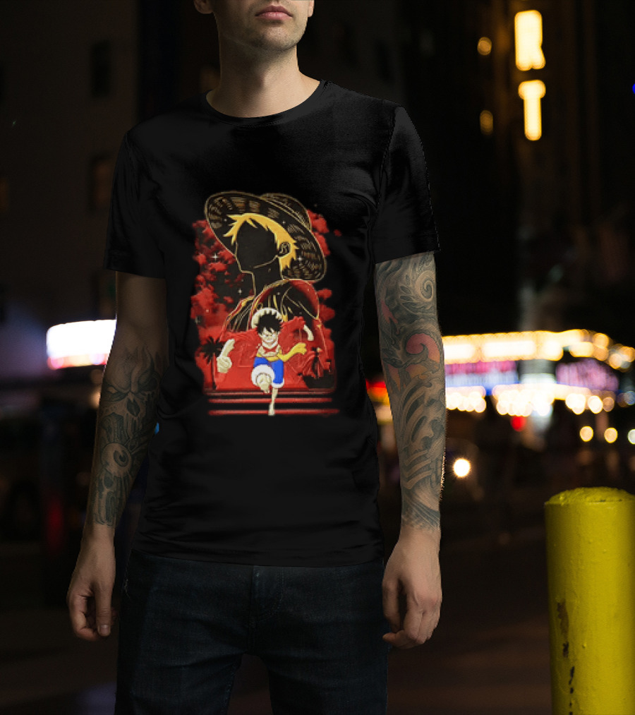 Monkey D Luffy Adventure Icon One Piece Anime Running Figure T-Shirt