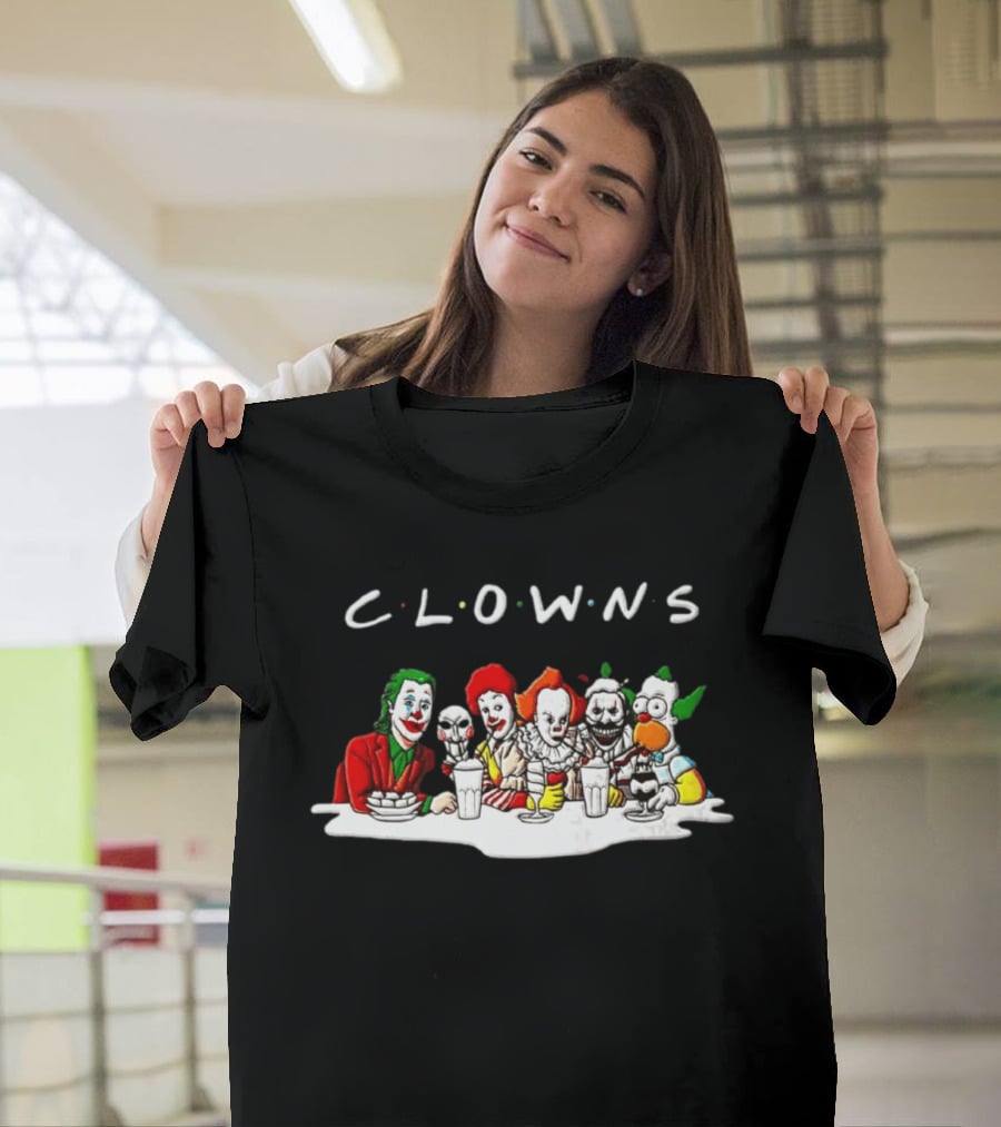 Clowns Joker Billy Ronald McDonald Pennywise Parody Milkshake Scene T-Shirt