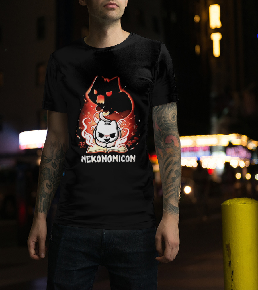 Nekonomicon Cat Summoning Dark Spirit Horror Occult Magic Spell Book T-Shirt