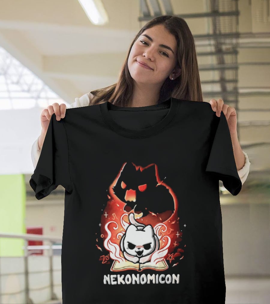 Nekonomicon Cat Summoning Dark Spirit Horror Occult Magic Spell Book T-Shirt