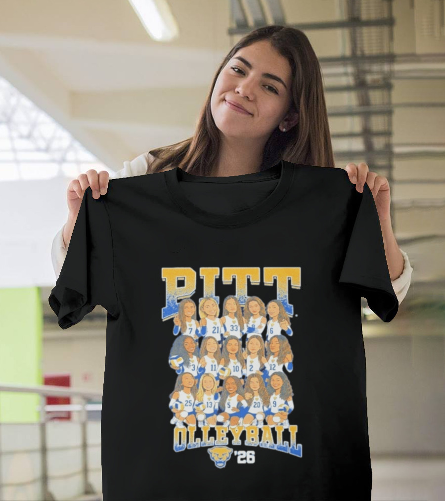 Pitt Volleyball 2026 Team Caricature Panthers T-Shirt