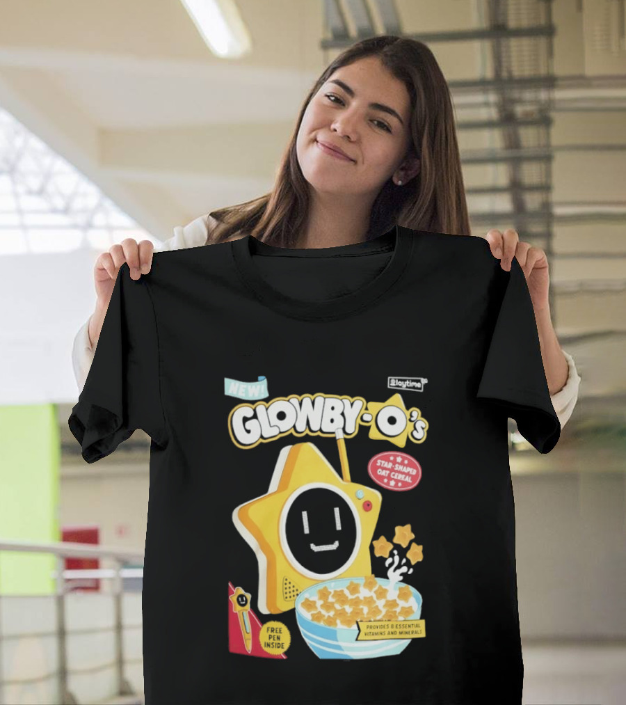 NEW Playtime Co Glowby O's Star Shaped Oat Cereal Box With Smiling Star And Bowl Of Cereal Bites T-Shirt