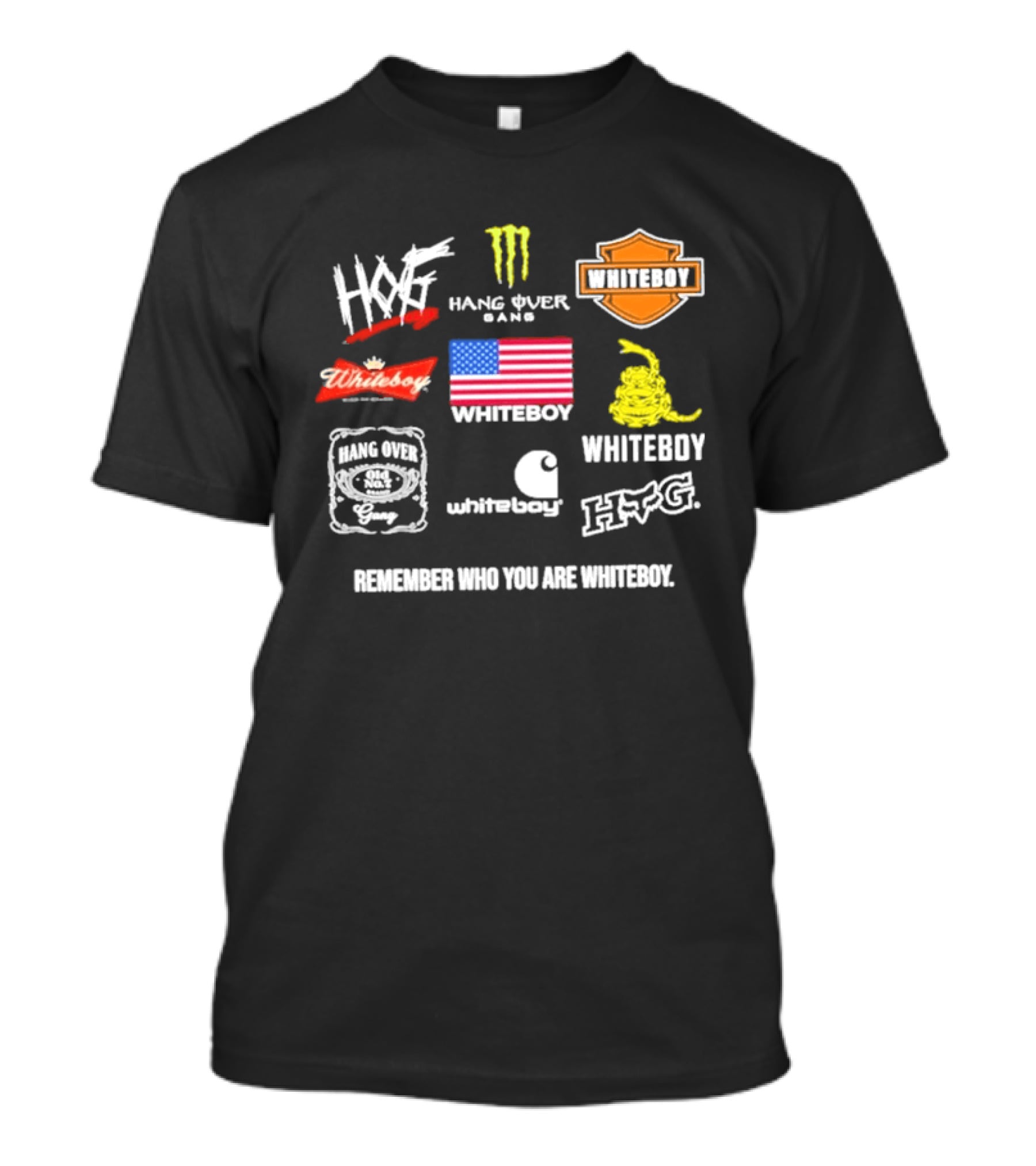 HXF Hangover Gang Whiteboy Remember Who You Are Whiteboy Whitesox USA Flag Gadsden T-Shirt