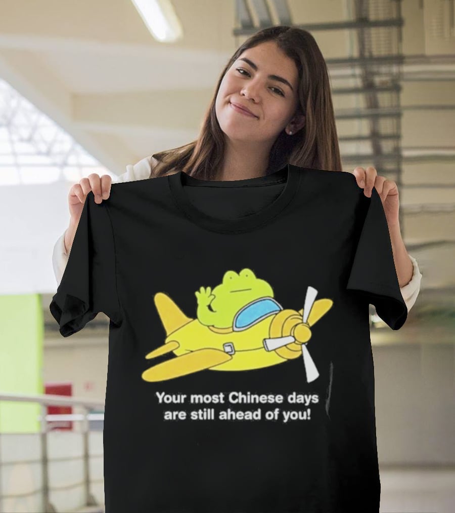 Frog Your Most Chinese Days Are Still Ahead Of You Airplane Scene T-Shirt