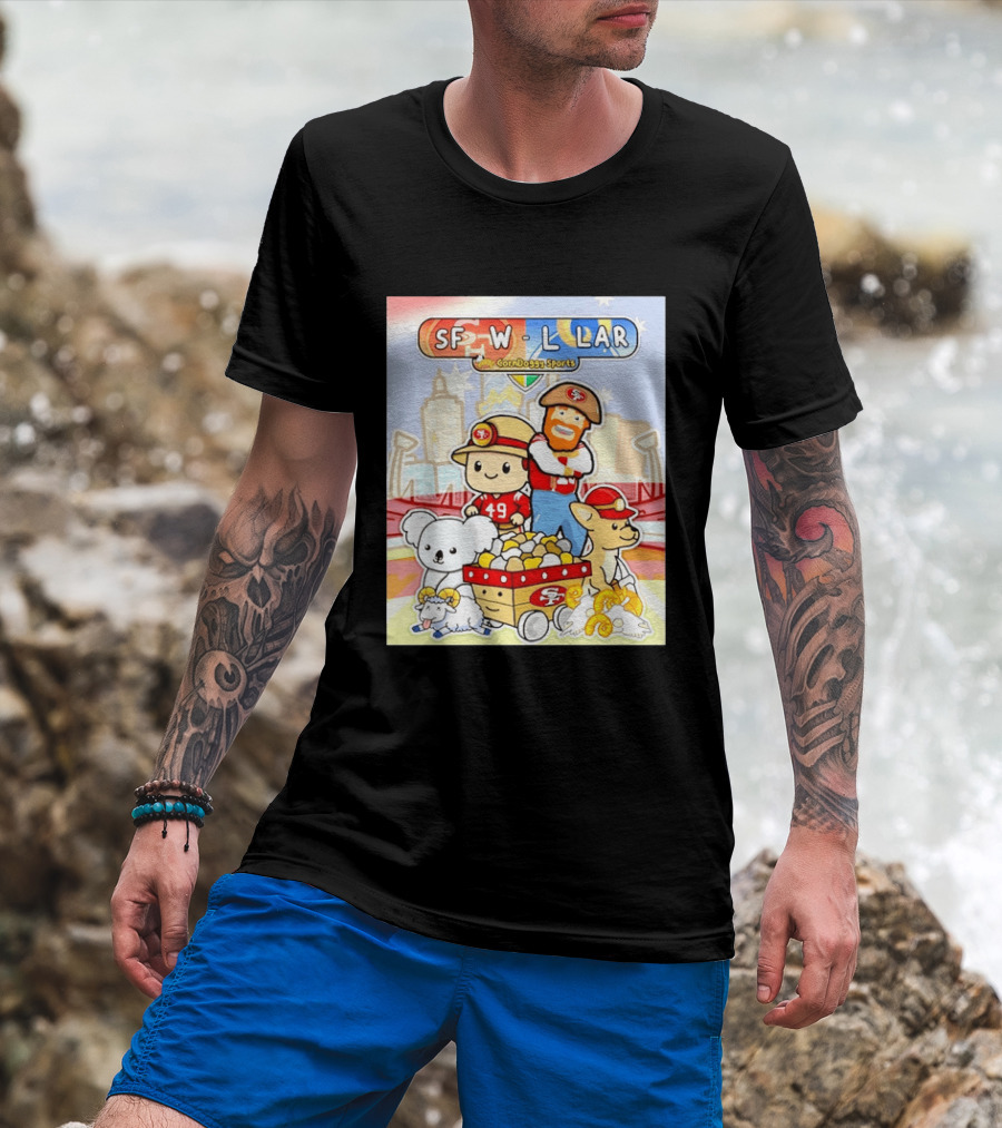 SF 49ers Vs LAR CornDoggy Sports Matchup With Cute Characters And Animals T-Shirt