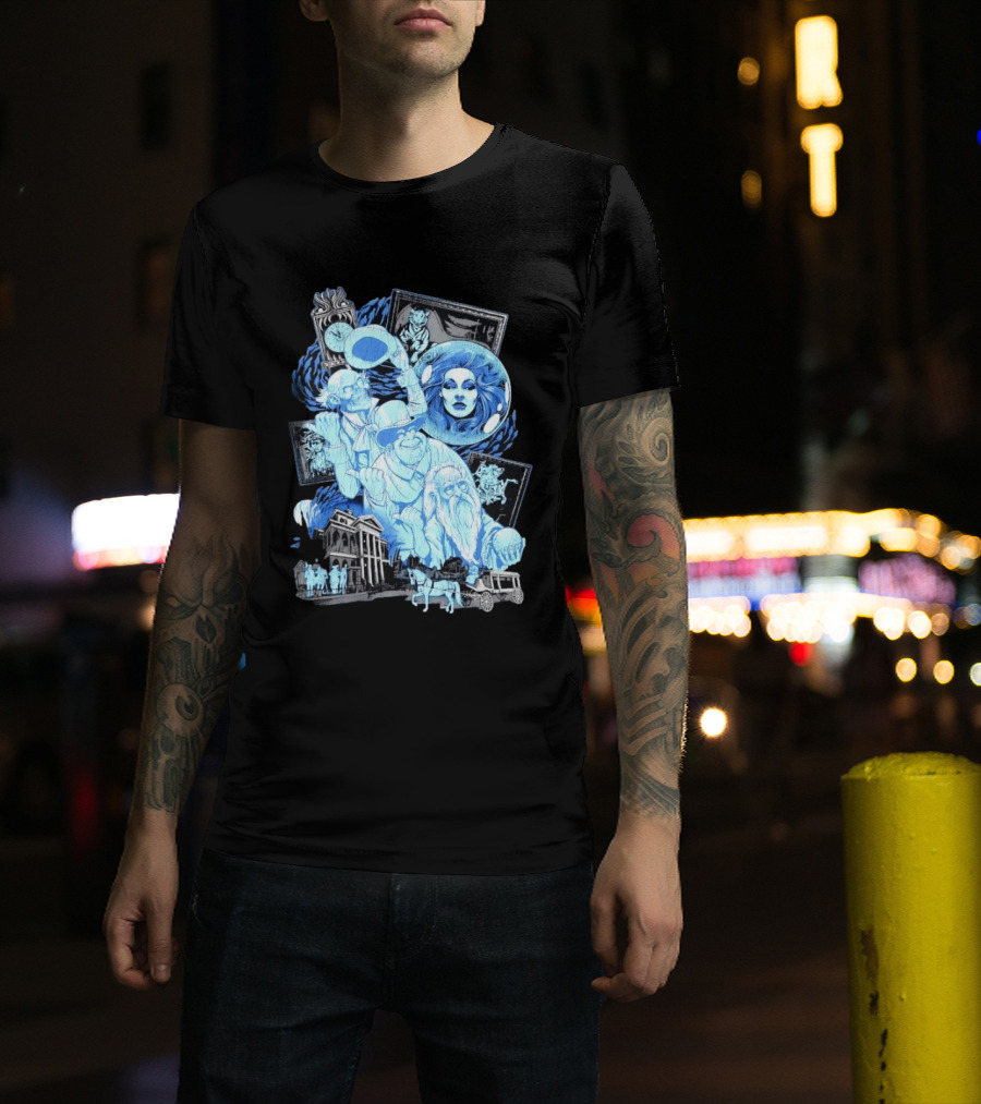 The Haunted Mansion Ghostly Spirits Madame Leota Hitchhiking Ghosts And Doom Buggy T-Shirt