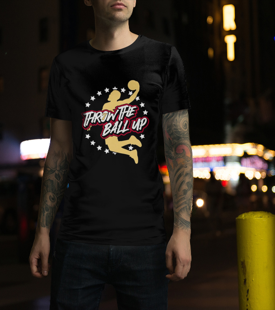 Throw The Ball Up Basketball Player Silhouette With Stars T-Shirt