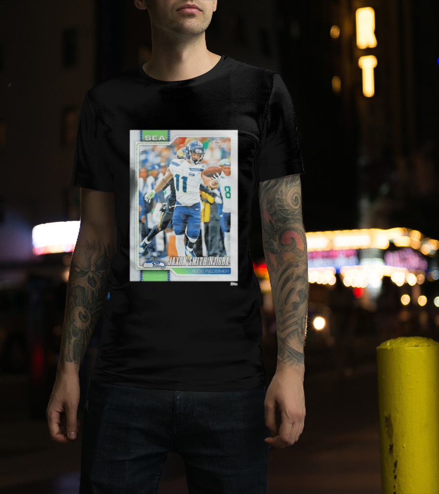 SEA Seahawks Jaxon Smith Njigba Topps Wide Receiver Trading Card T-Shirt