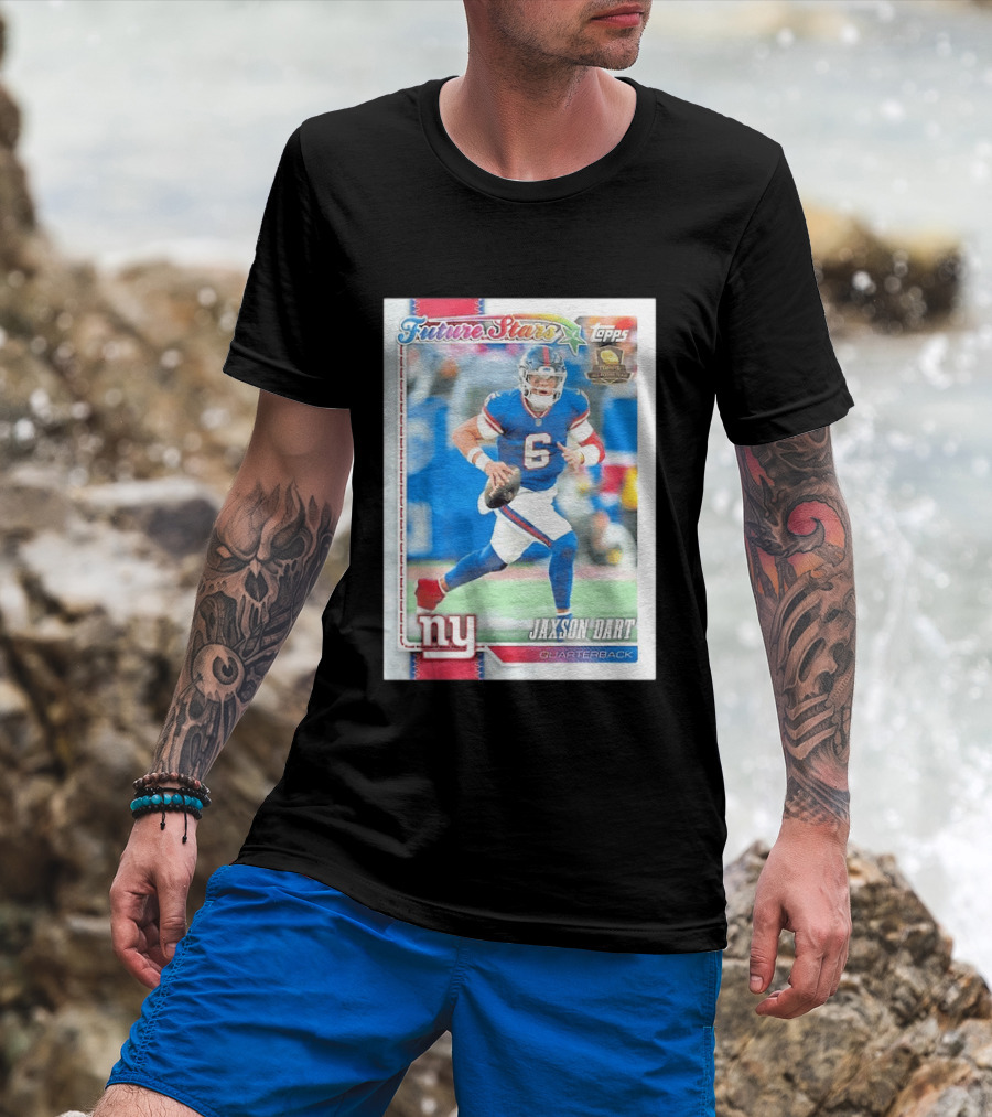 Future Stars Jaxson Dart New York Giants Quarterback Topps Card T-Shirt