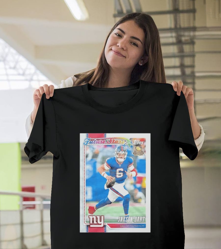 Future Stars Jaxson Dart New York Giants Quarterback Topps Card T-Shirt