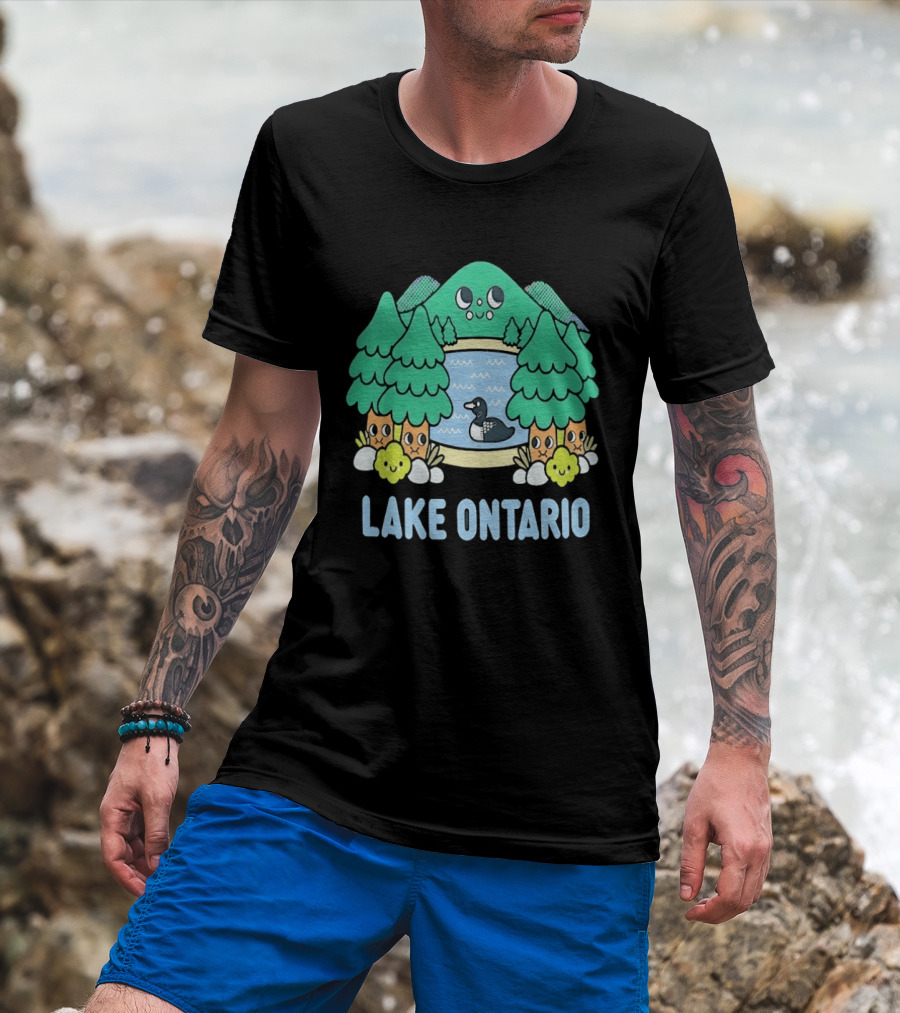 Lake Ontario Cute Forest Creature And Goose Scene T-Shirt