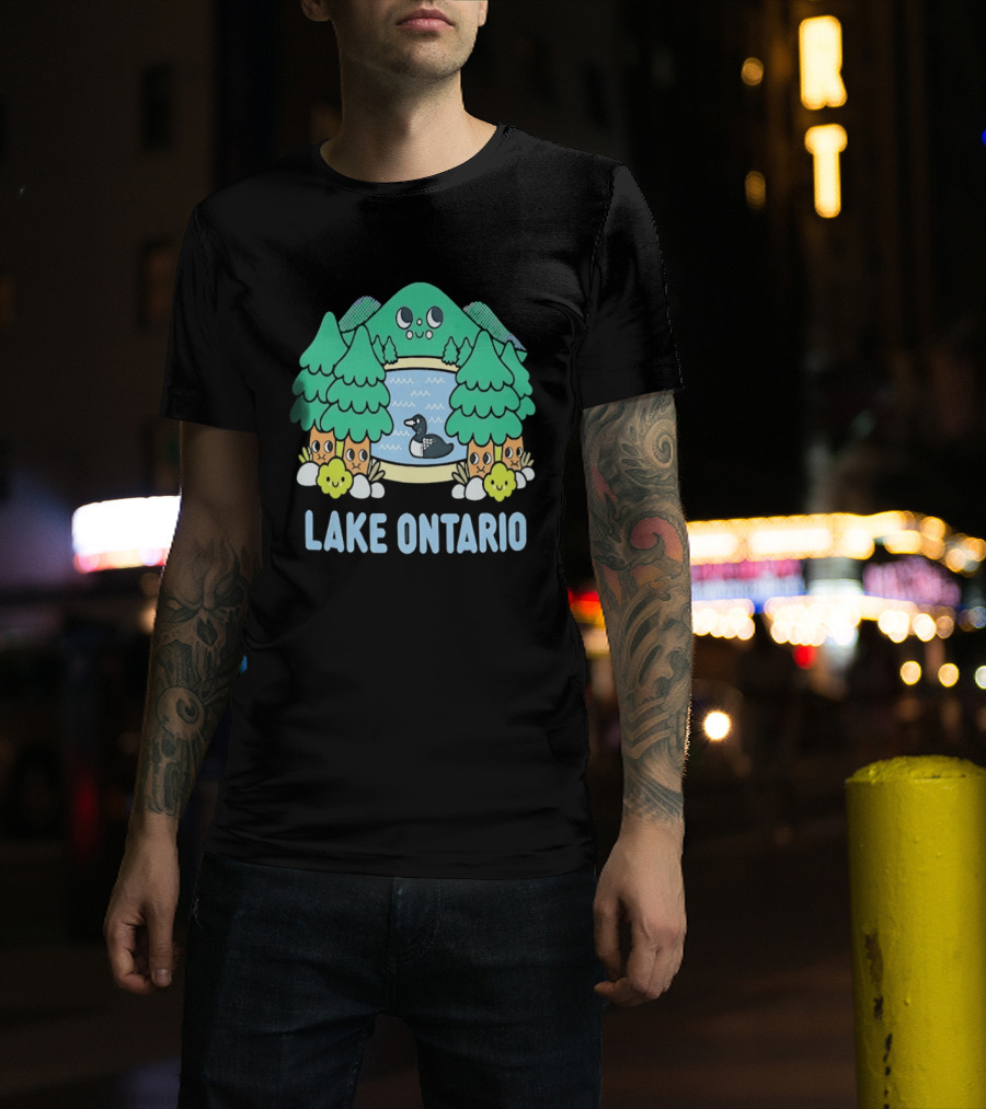 Lake Ontario Cute Forest Creature And Goose Scene T-Shirt