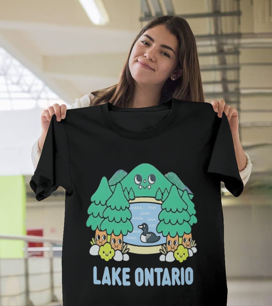 Lake Ontario Cute Forest Creature And Goose Scene T-Shirt