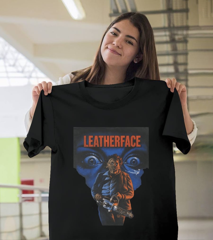 Vantetees Store Leatherface V2 Horror Icon Chainsaw T-Shirt