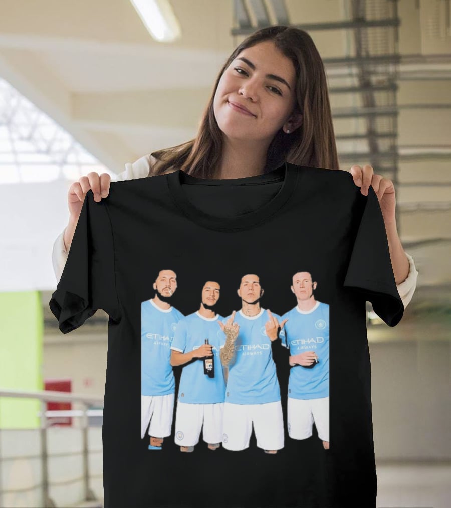 Manchester City Etihad Airways Kit Players Bottle Pose T-Shirt
