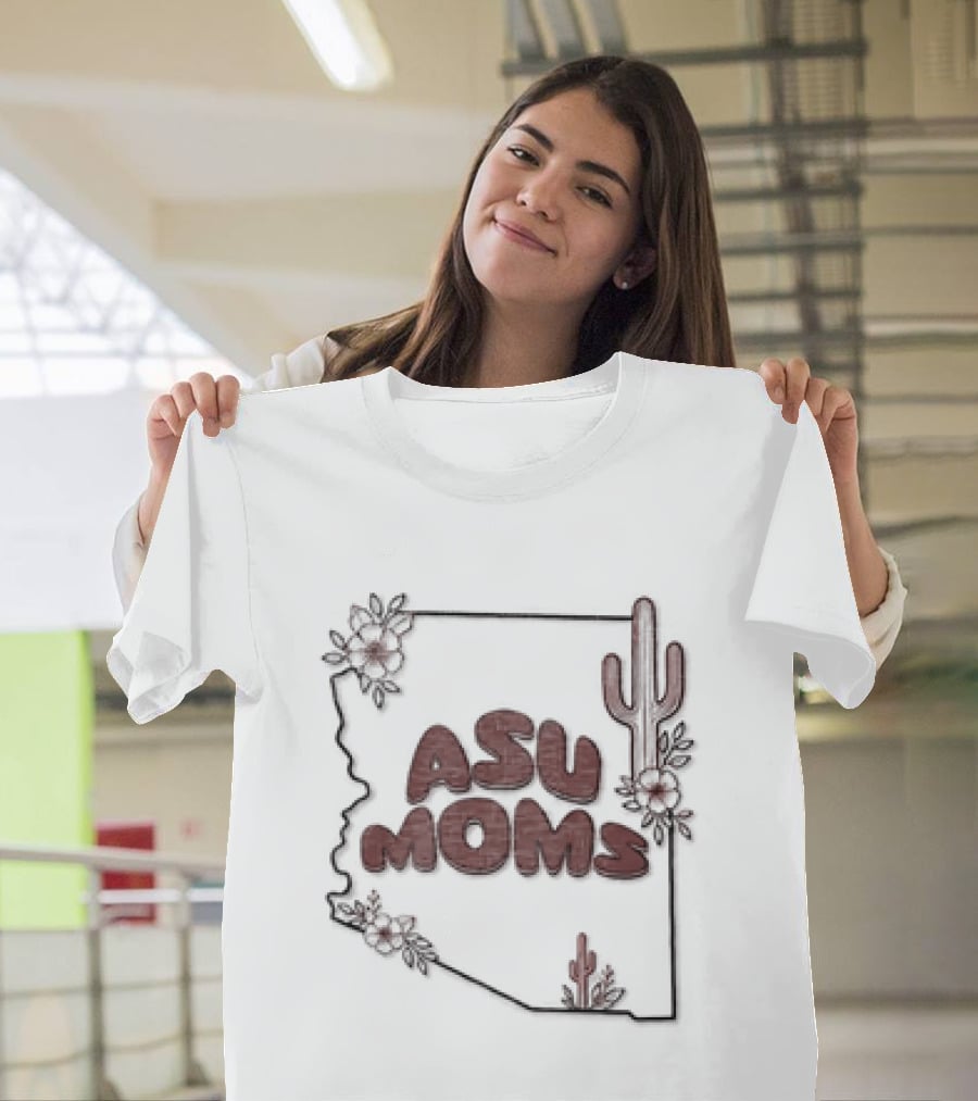 Arizona State University Moms Map Flowers Cactus T-Shirt