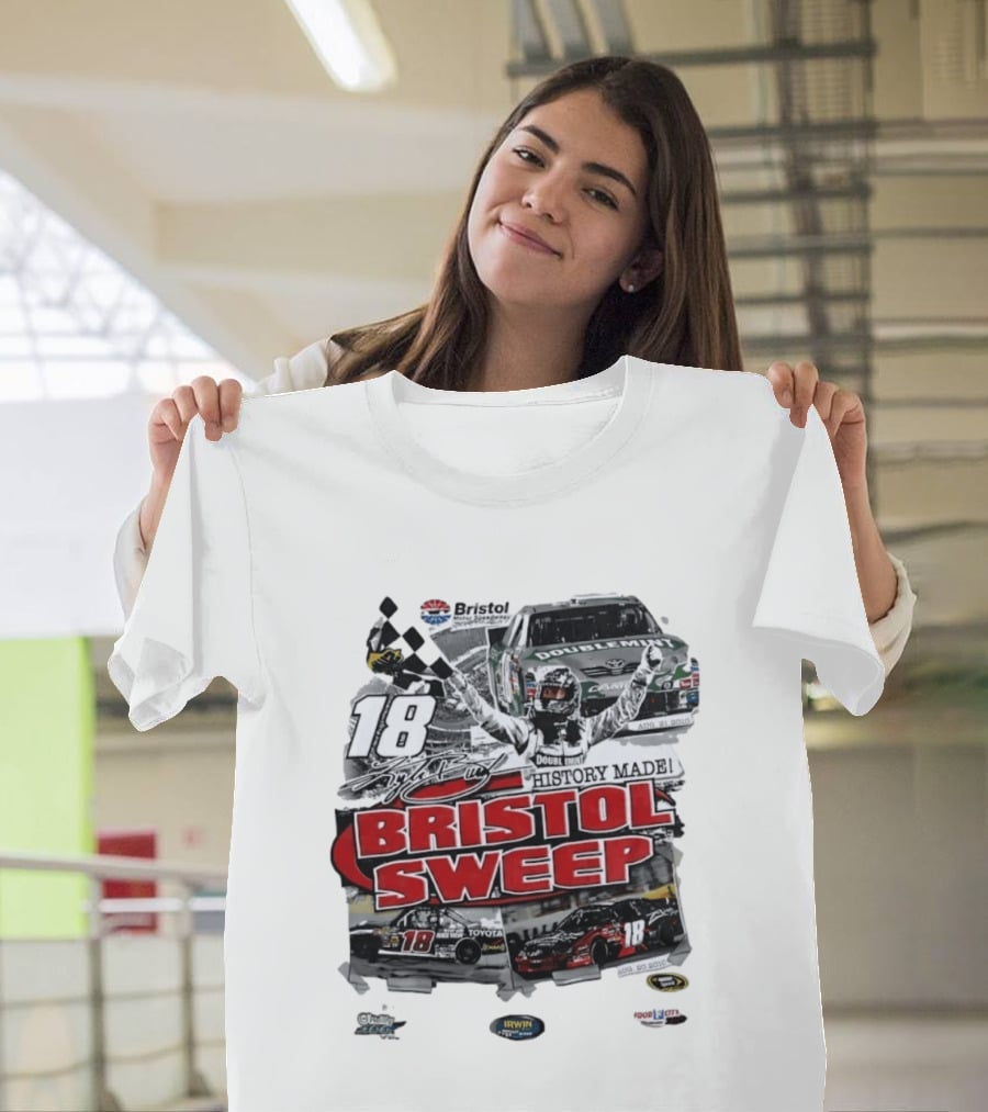 Bristol Motor Speedway History Made Three Wins August 2010 18 Bristol Sweep T-Shirt
