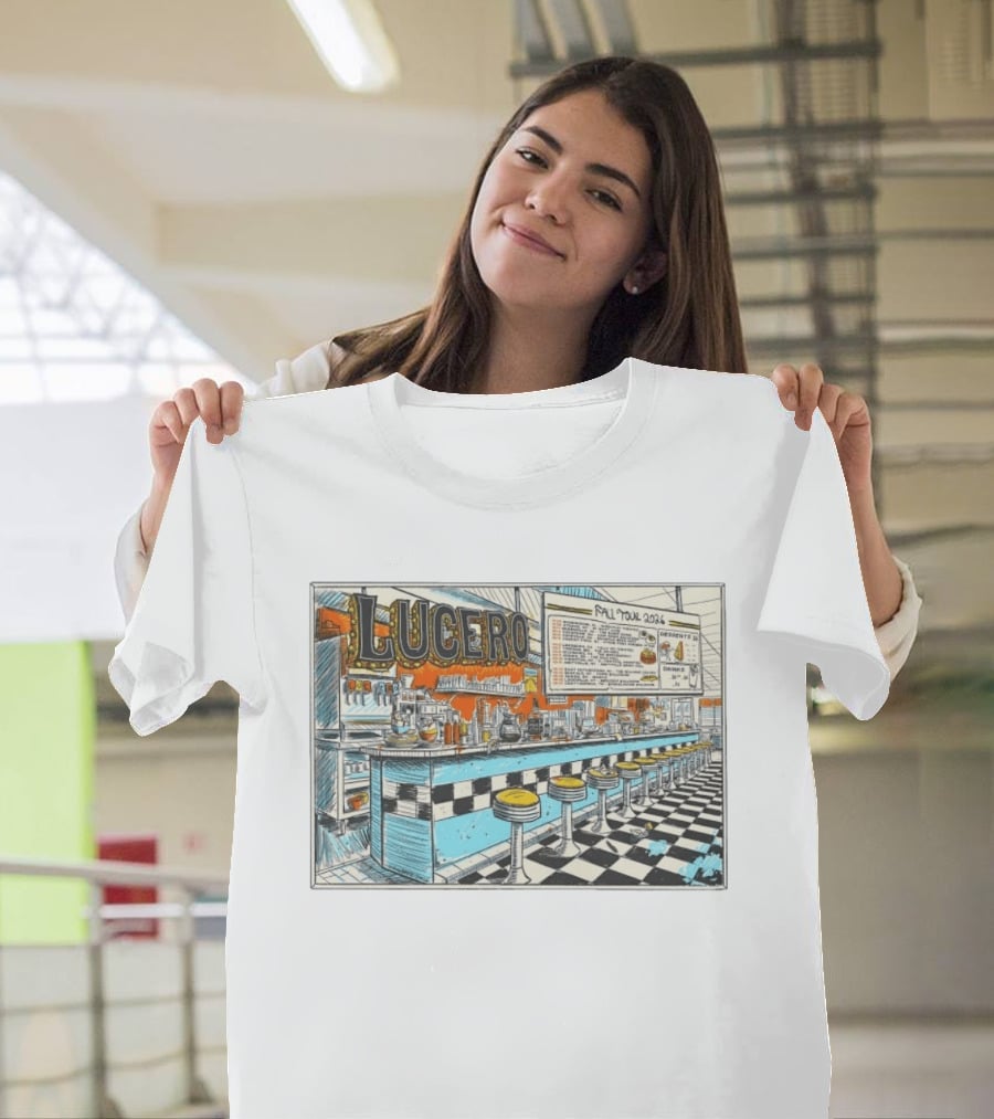 Lucero Fall Tour 2026 Diner Indie Rock Showdeer Vintage Americana Scenery T-Shirt