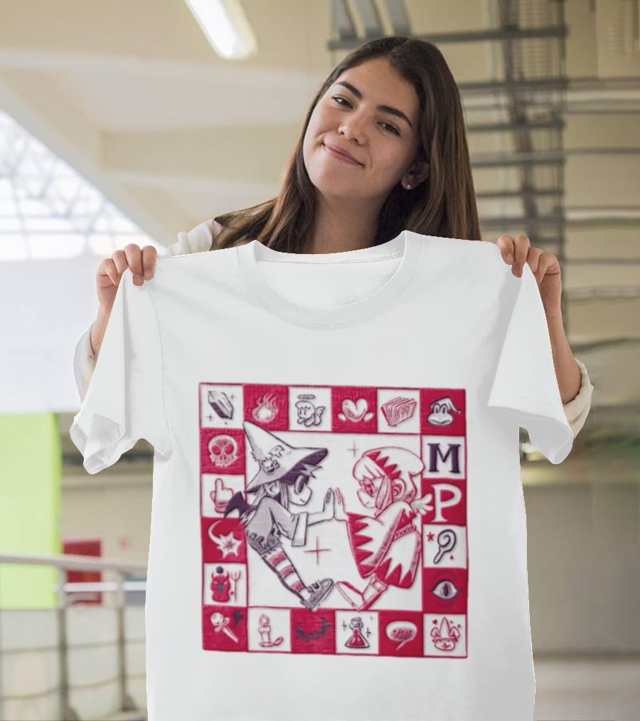 MP Witch And Angel Character Duo Board Game Square T-Shirt