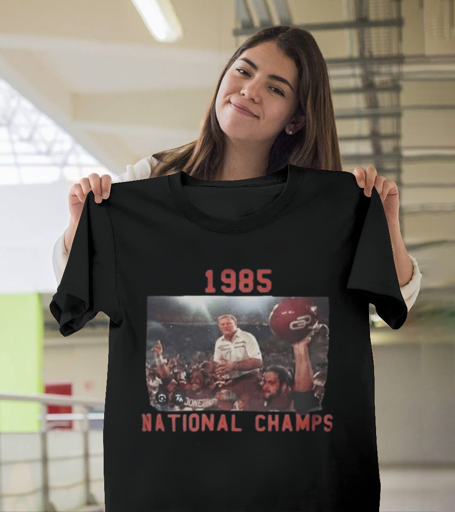 1985 National Champs Barry Switzer Tony Casillas Celebration T-Shirt