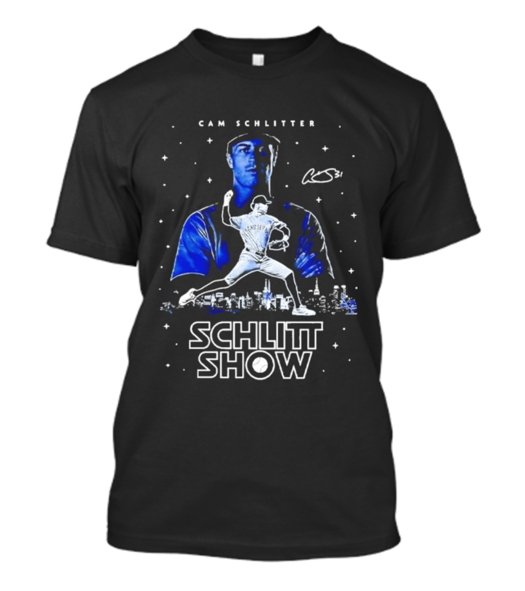 Cam Schlittler Schlitt Show Baseball Pitcher Starry Blue T-Shirt