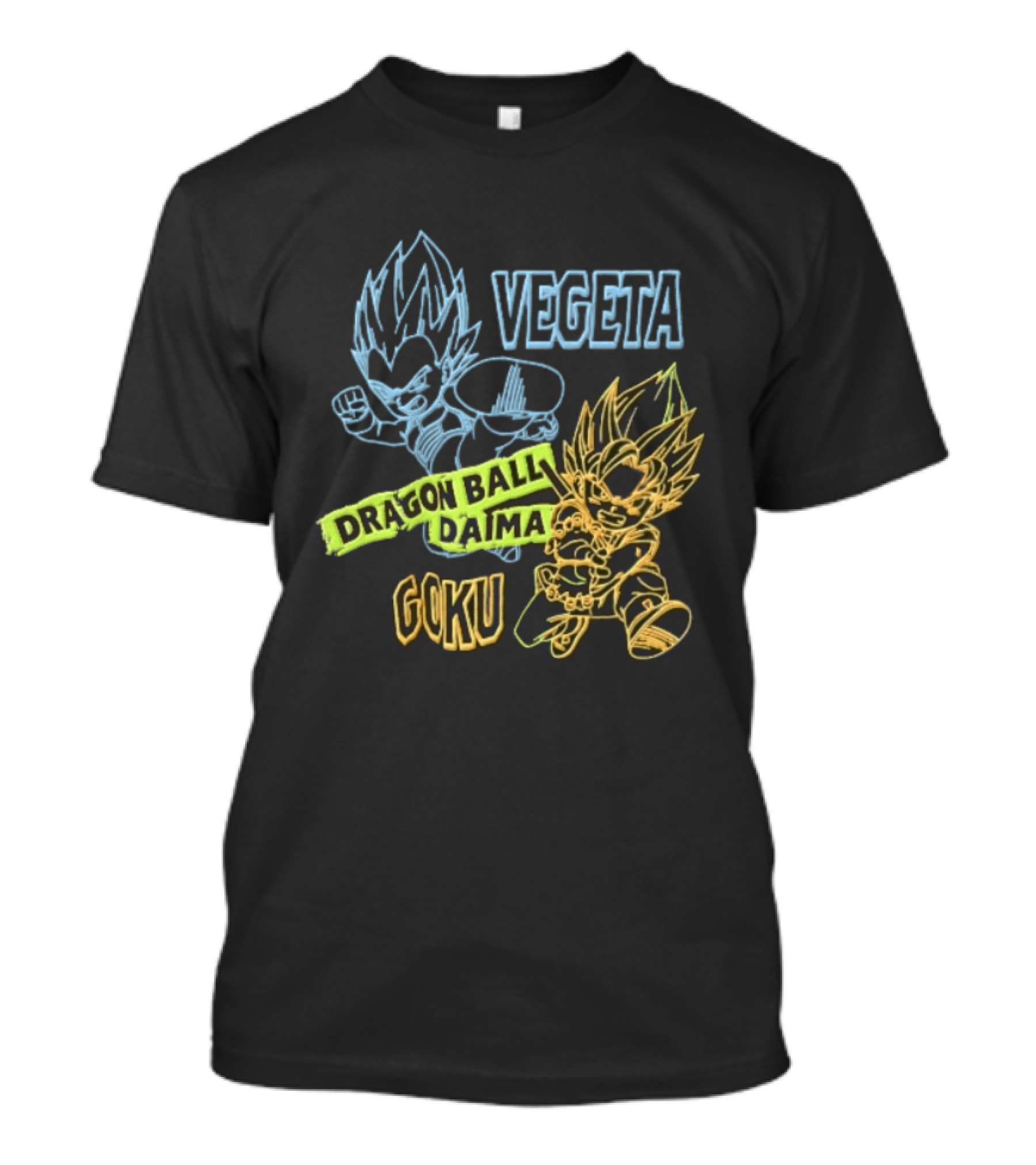 Dragon Ball Daima Vegeta Goku Neon Line Anime Characters Action Poses T-Shirt