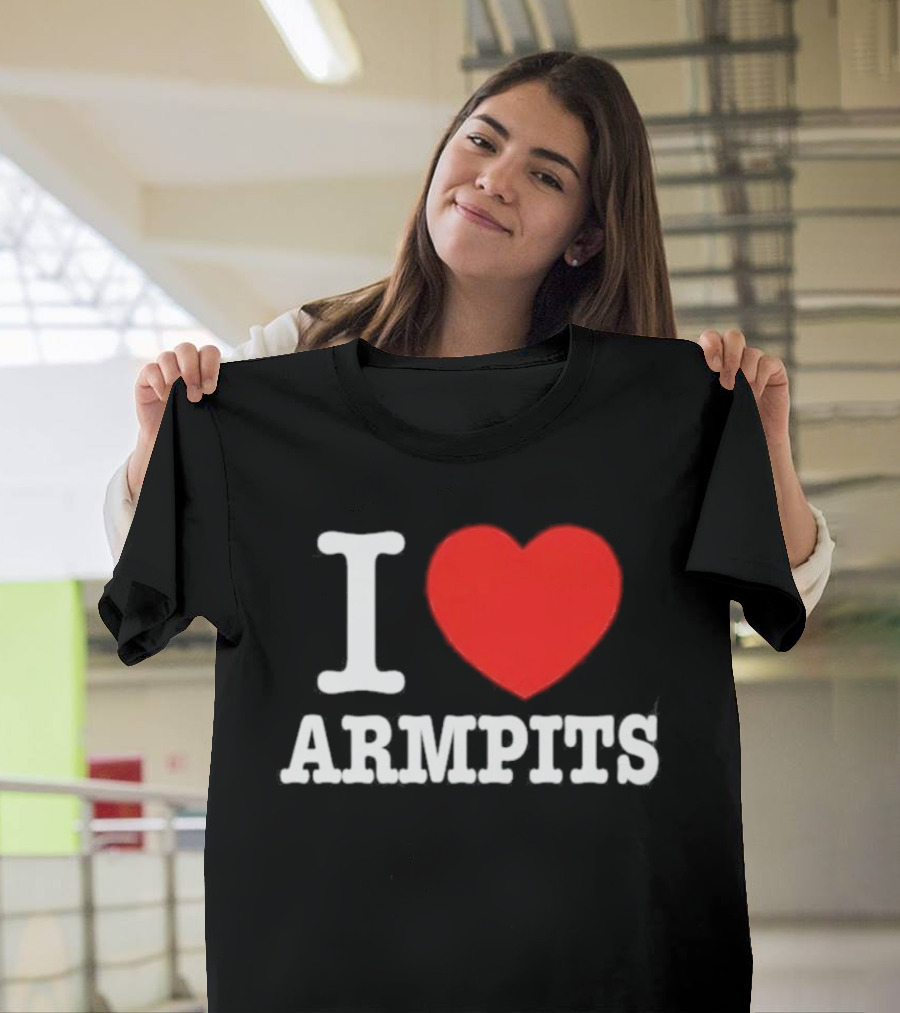 I Love Armpits Fetish Humor Bold White Red Heart T-Shirt