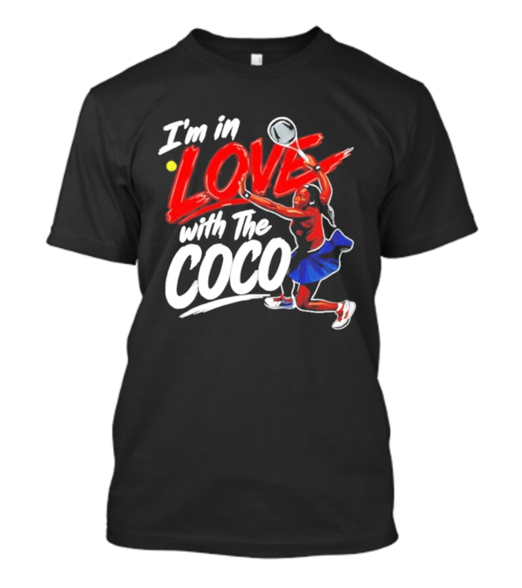 I'm In Love With The Coco Tennis Slam Action Bold Red And White T-Shirt