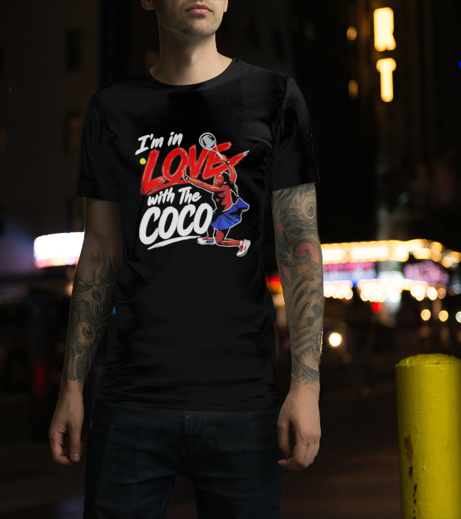I'm In Love With The Coco Tennis Slam Action Bold Red And White T-Shirt