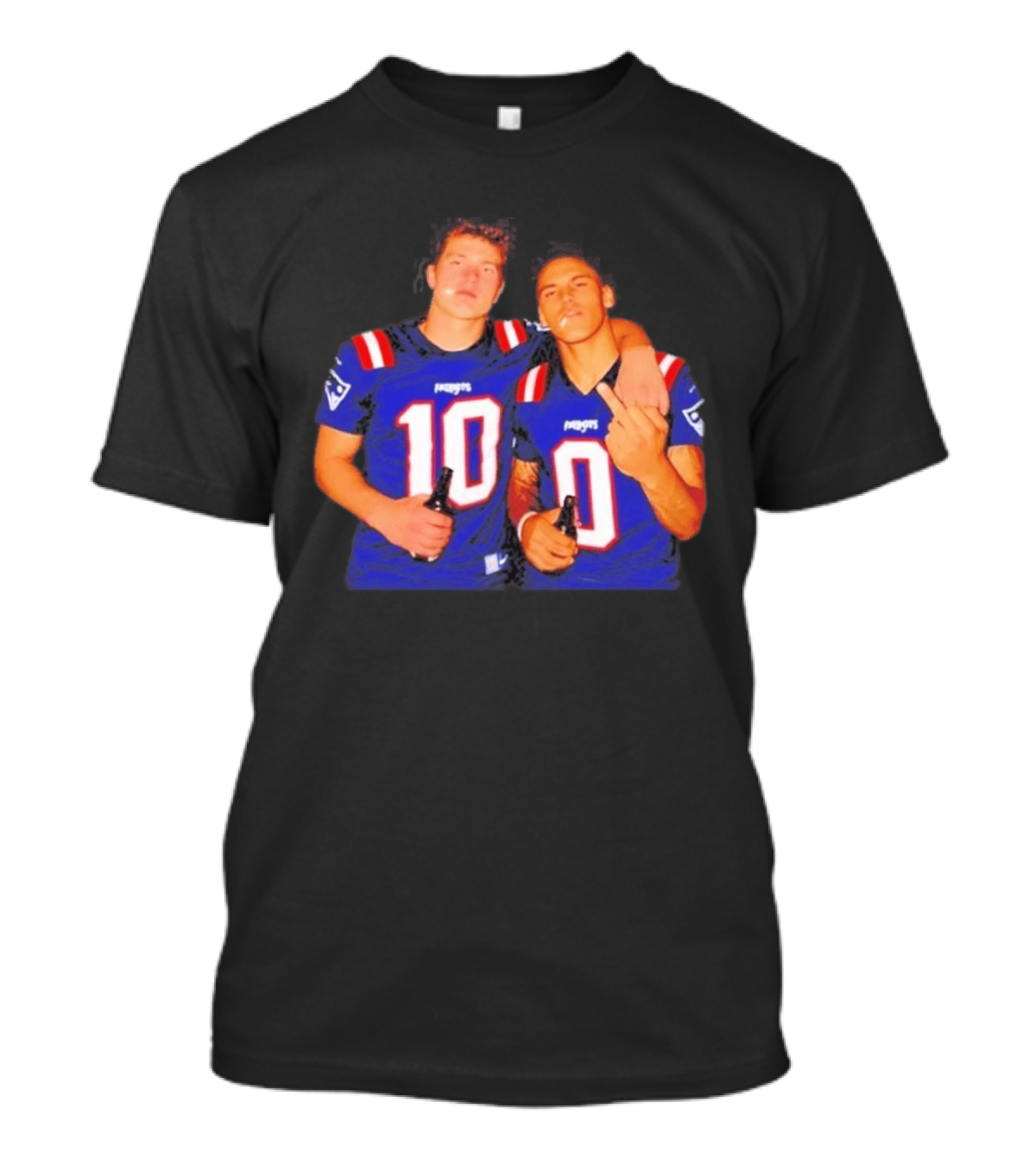 New England Patriots Drake Maye Christian Gonzalez Middle Finger Beer T-Shirt