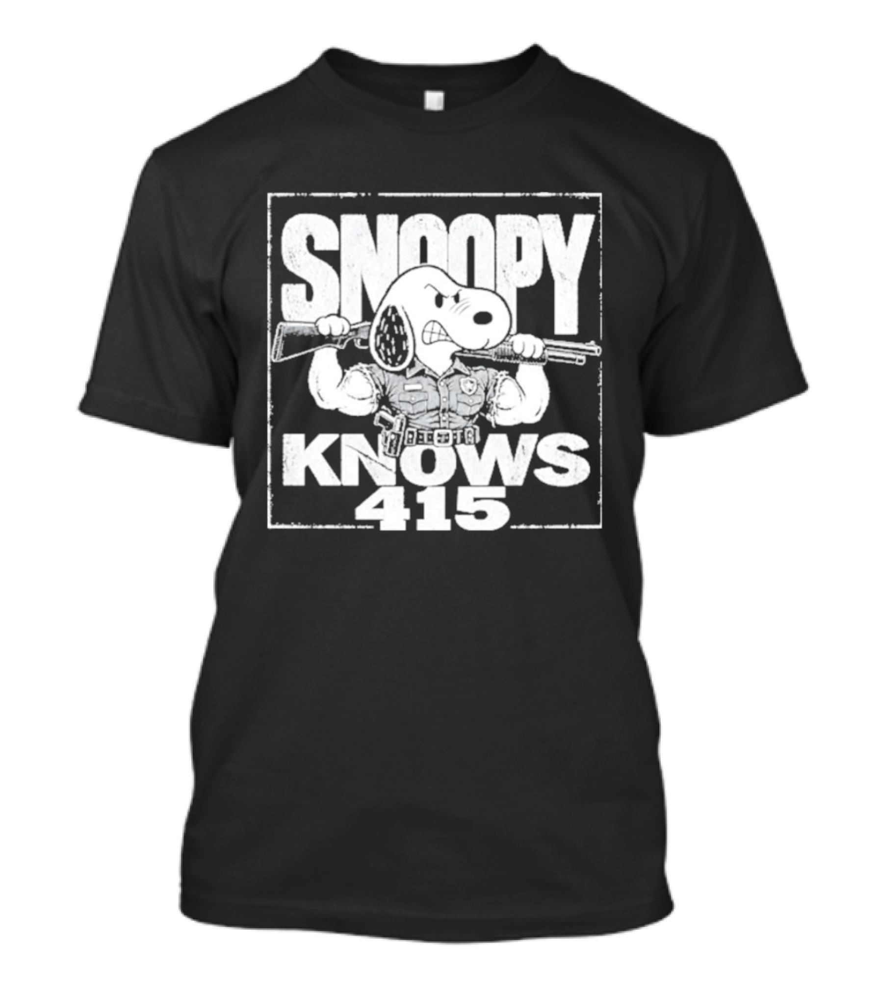 Snoopy Knows 415 Peanuts Police Officer Gun T-Shirt