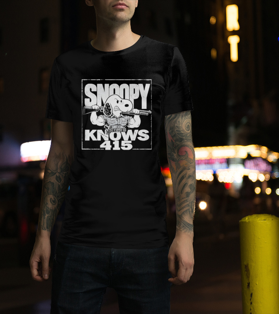 Snoopy Knows 415 Peanuts Police Officer Gun T-Shirt