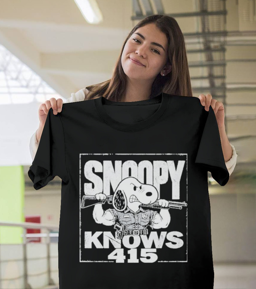 Snoopy Knows 415 Peanuts Police Officer Gun T-Shirt