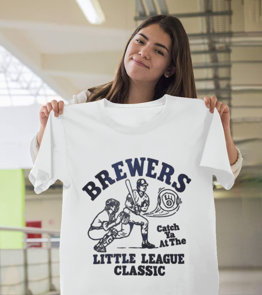 Brewers Catch Ya At The Little League Classic 2026 Batter And Catcher Baseball Scene T-Shirt