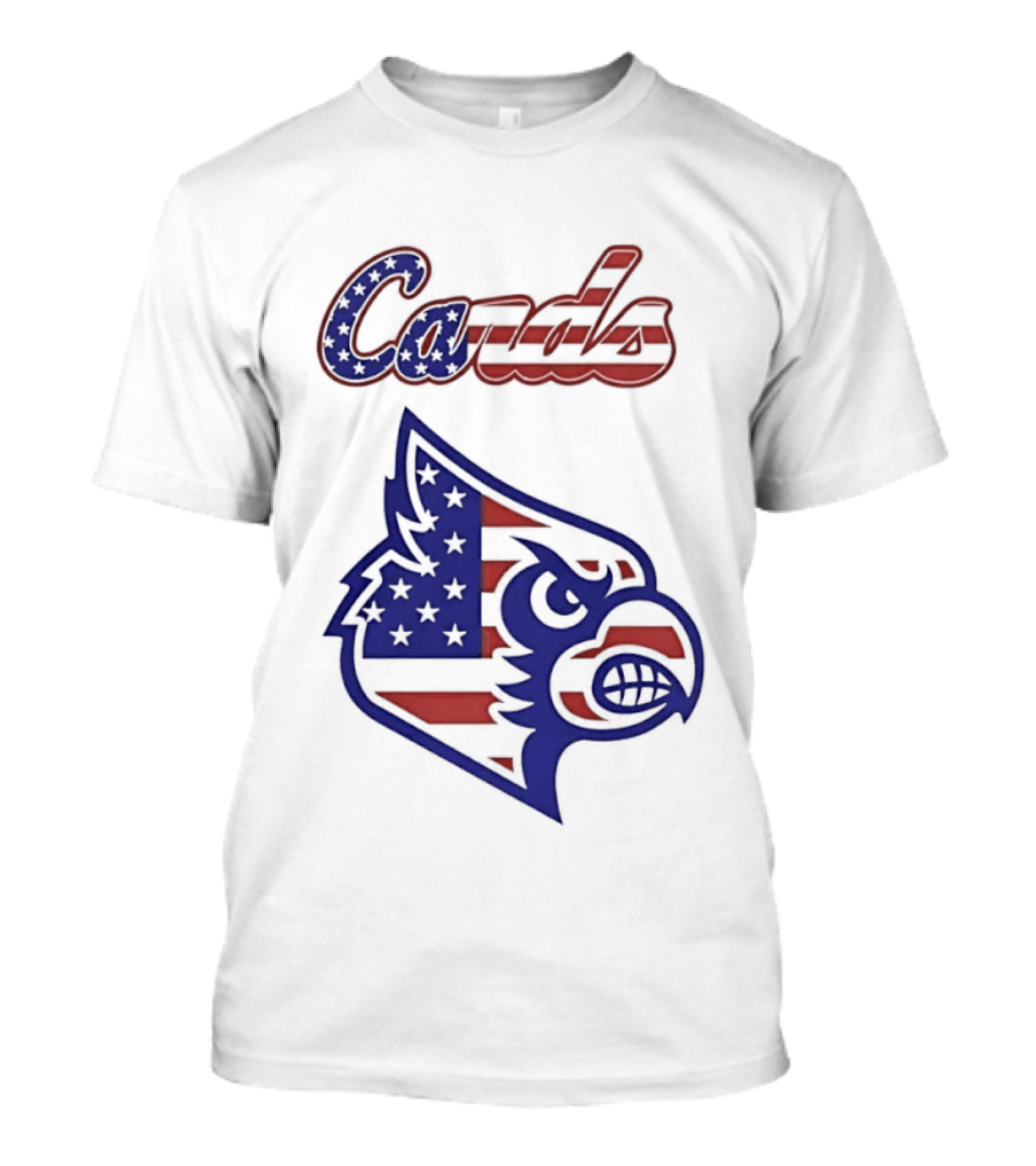 Cards American Flag Cardinal Head Stars Stripes T-Shirt