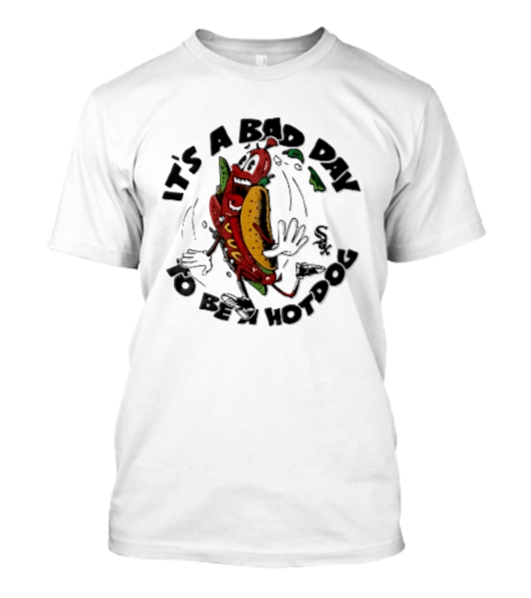 Chicago White Sox MLB It's A Bad Day To Be Hotdog Panicked Cartoon Sausage Running T-Shirt