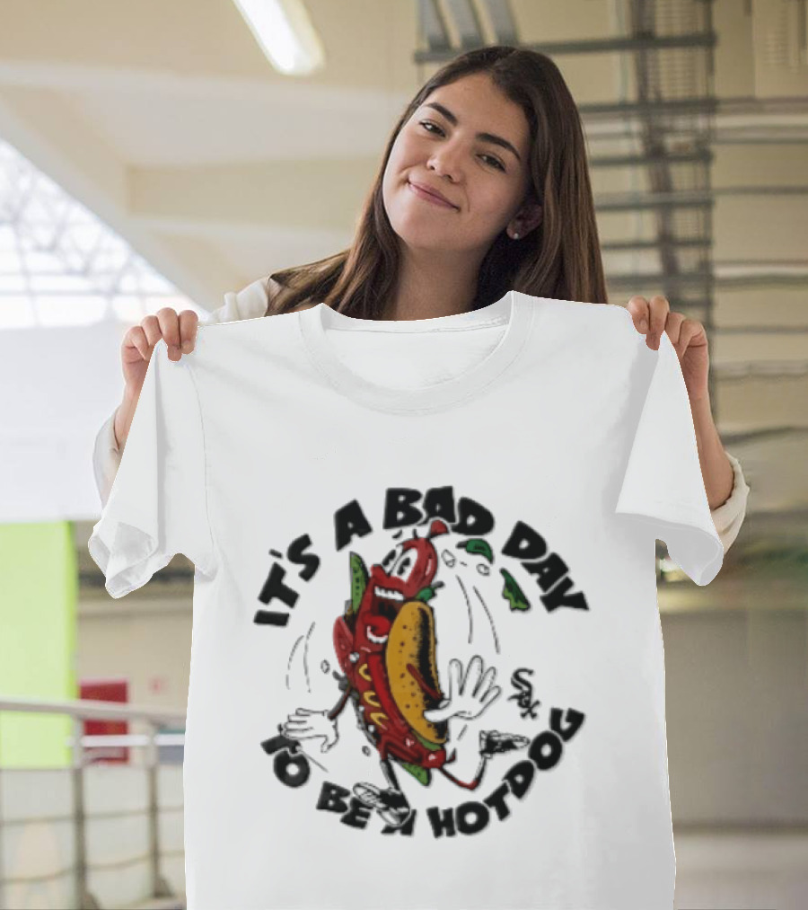 Chicago White Sox MLB It's A Bad Day To Be Hotdog Panicked Cartoon Sausage Running T-Shirt